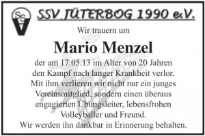 Traueranzeige vom 05.06.13 im Wochenspiegel